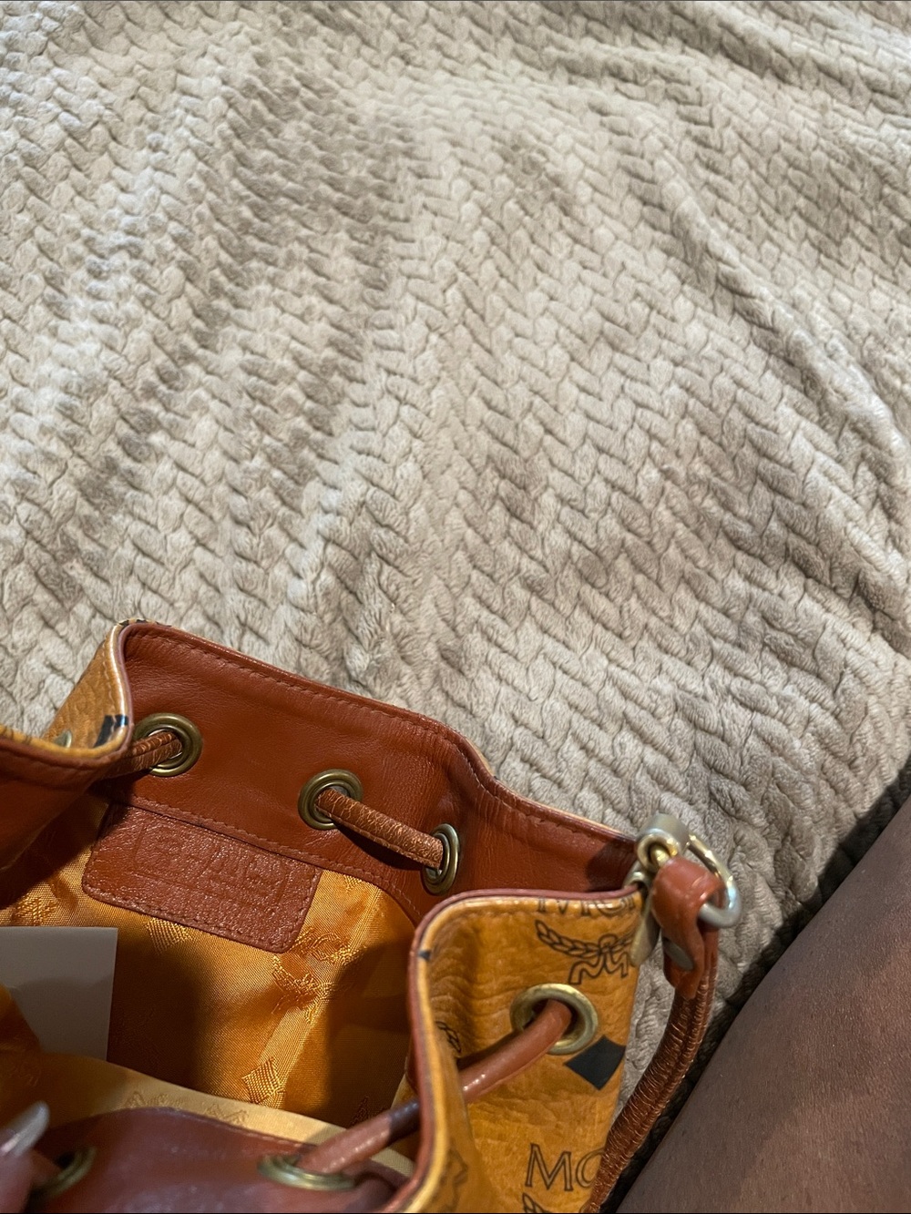 MCM Cognac Visetos Drawstring Crossbody - Picture 3 of 10